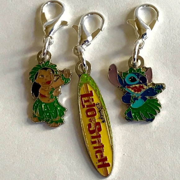 Disney Lilo & Stitch Charm Lot Clip-On Retired RARE Aulani Resort Hawaii Ohana - Picture 4 of 6